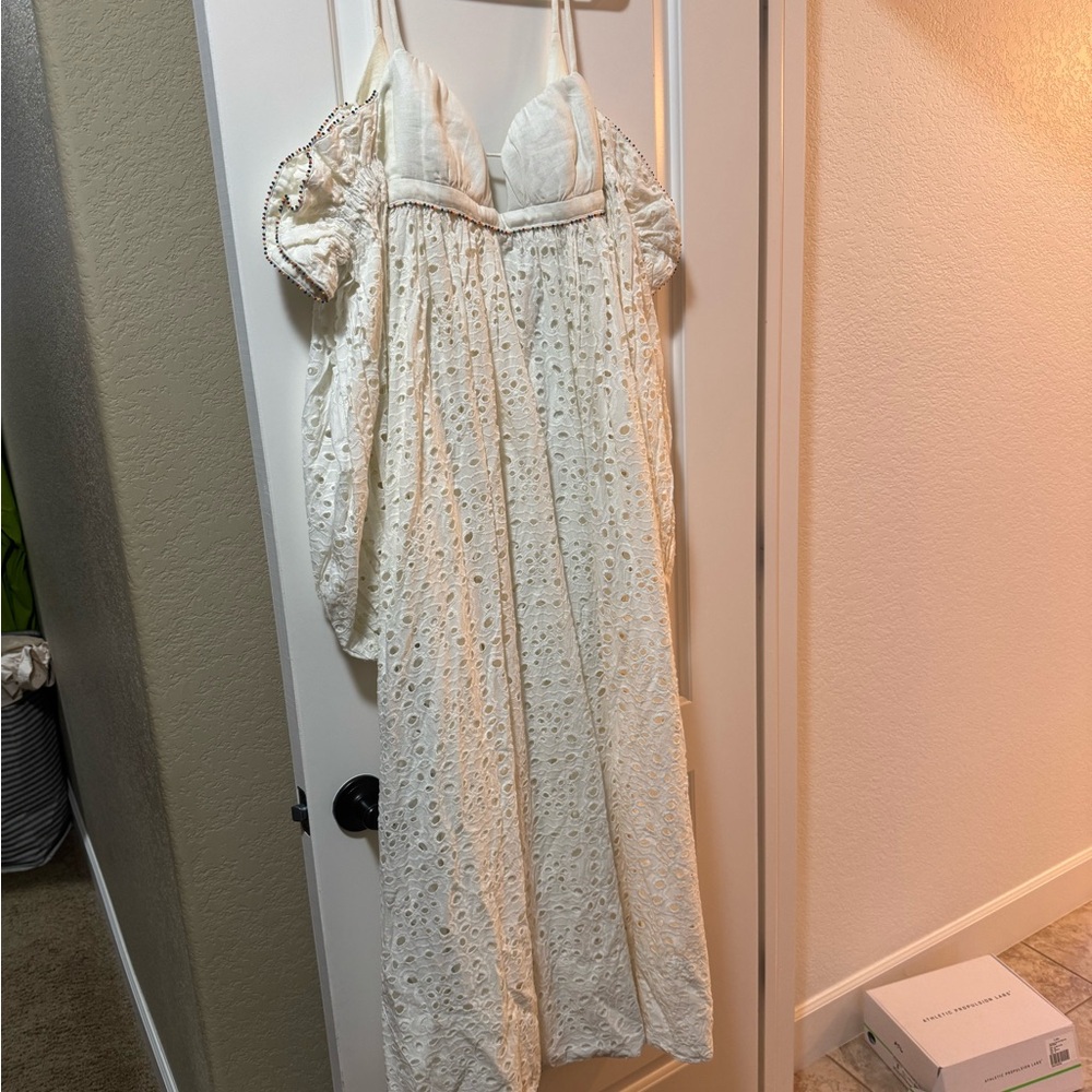 Farm Rio White Eyelet Maxi Dress NWT
